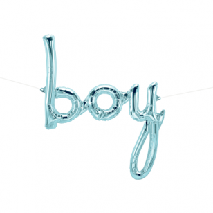 Baby Boy Script Blue Balloon Banner